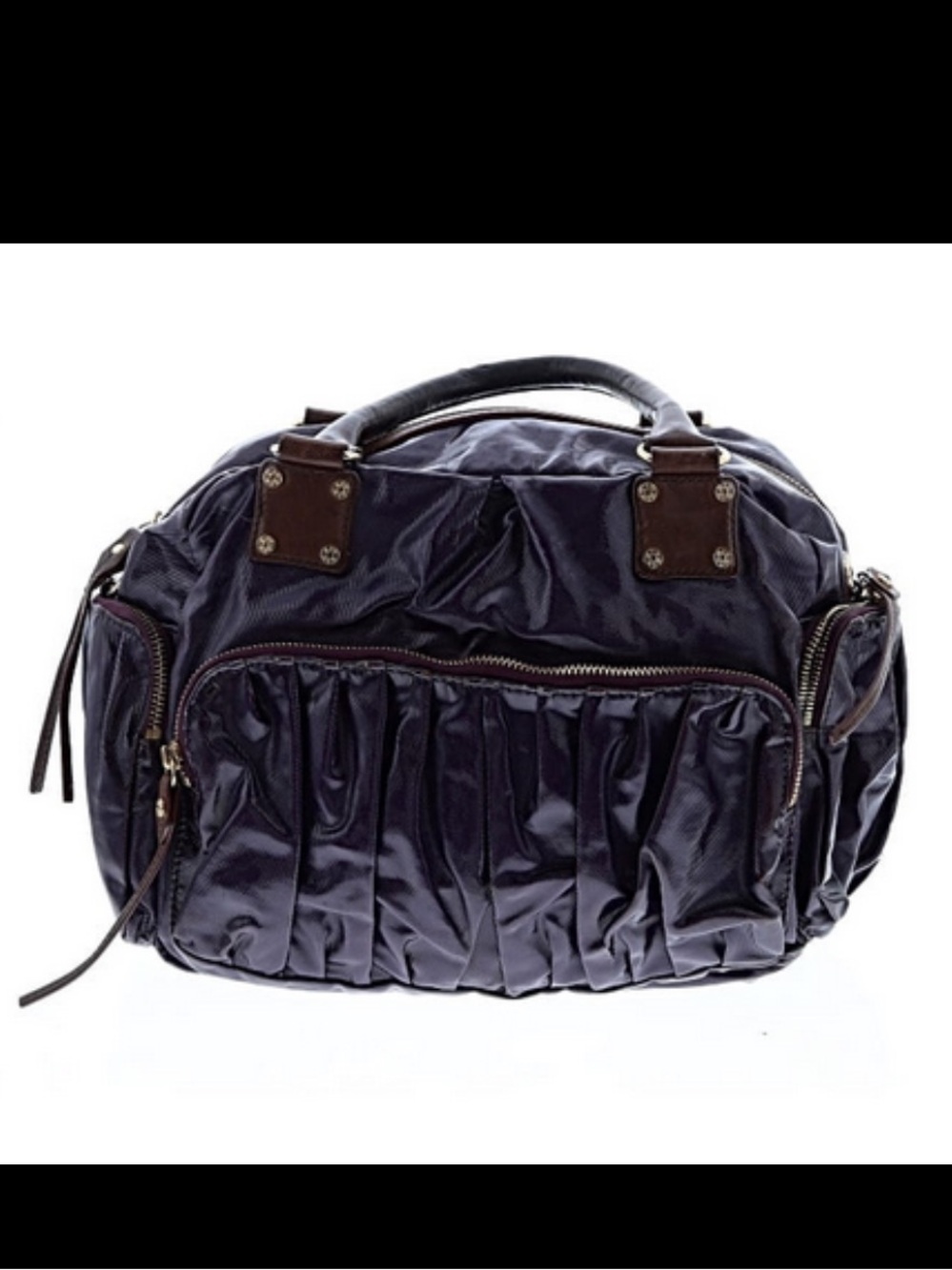 MZ Wallace Clara Satchel in Plum Slicker with Gold Tone Hardware - Picture 10 of 16